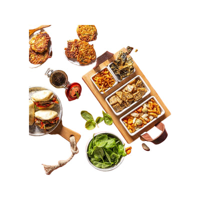 Bowls and Dishes Borreltray 30cm 3-vaks met schaaltjes wit