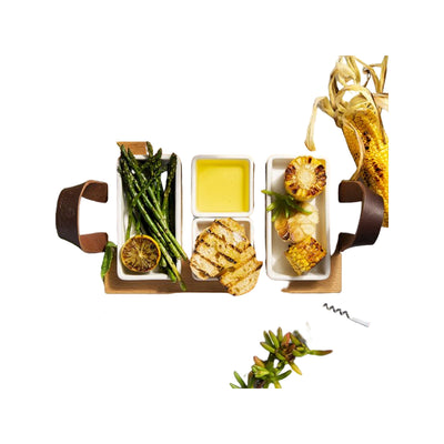Bowls and Dishes Borreltray 30cm 3-vaks met schaaltjes wit