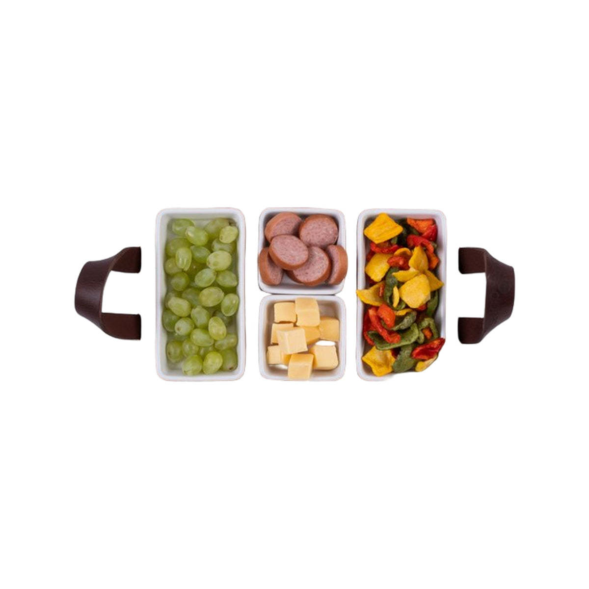 Bowls and Dishes Borreltray 30cm 3-vaks met schaaltjes wit