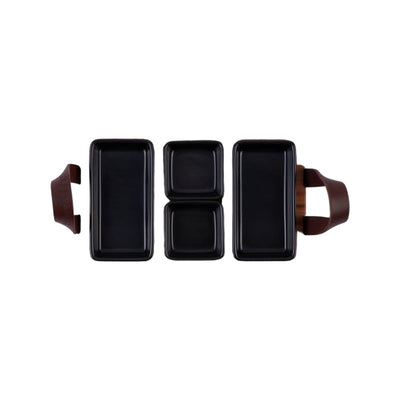 Bowls and Dishes Borreltray 30cm 3-vaks met schaaltjes zwart