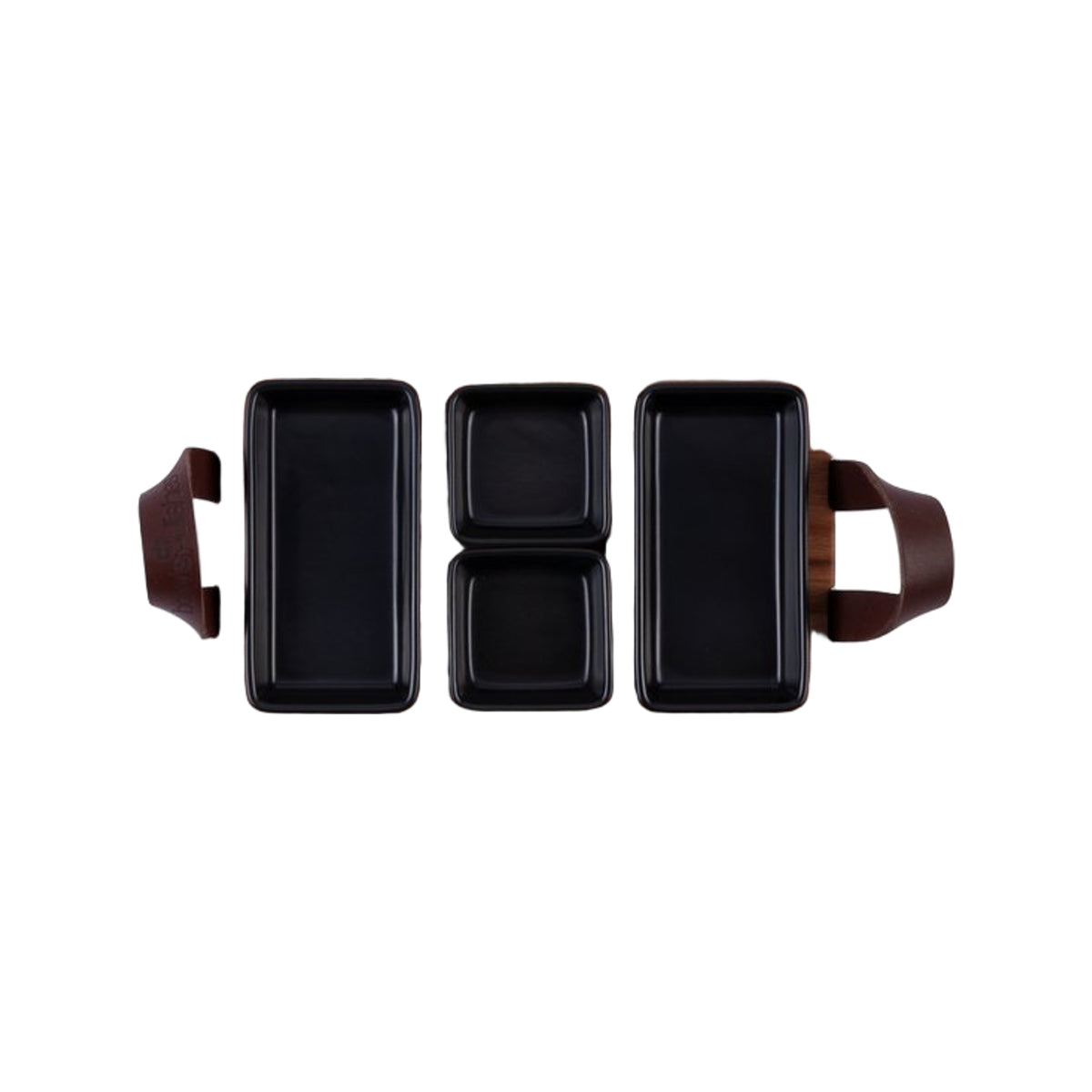 Bowls and Dishes Borreltray 30cm 3-vaks met schaaltjes zwart