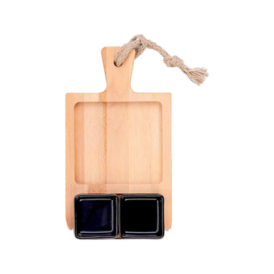 Puur Hout | Beuken Foodplank 35 cm 2 vak 2 schaaltjes zwart