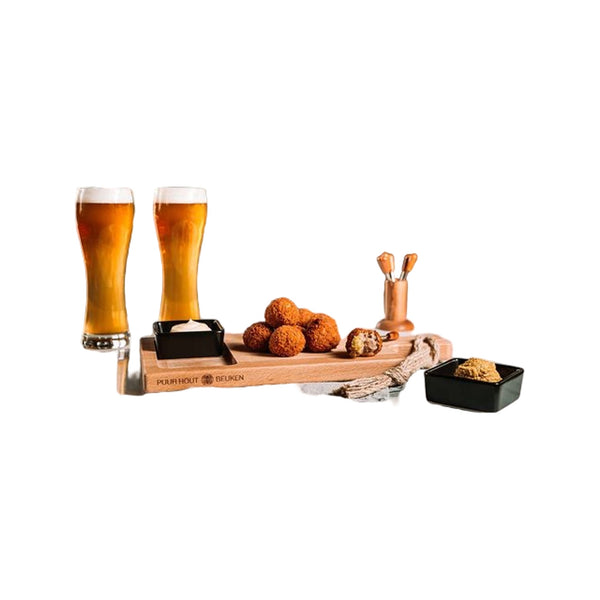 Puur Hout | Beuken Foodplank 35 cm 2 vak 2 schaaltjes zwart