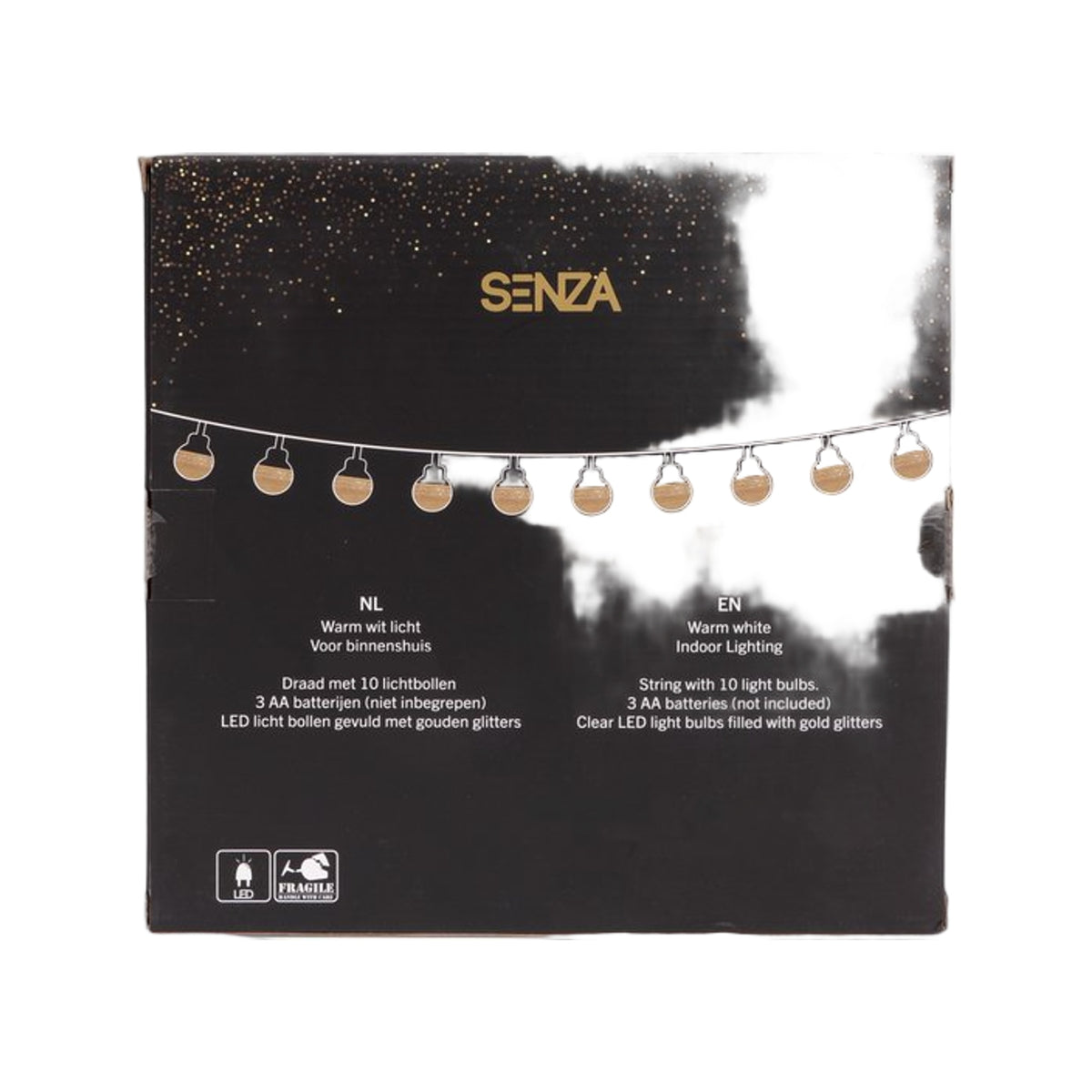 SENZA LED Glitter Bol Slinger Goud