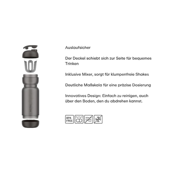 shakebeker sport 800 ml - graphite black