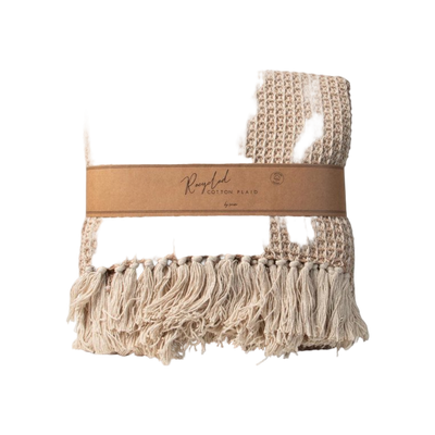 JENS Living Recycled Cotton Plaid Wafel Beige