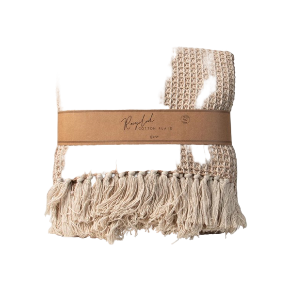 JENS Living Recycled Cotton Plaid Wafel Beige