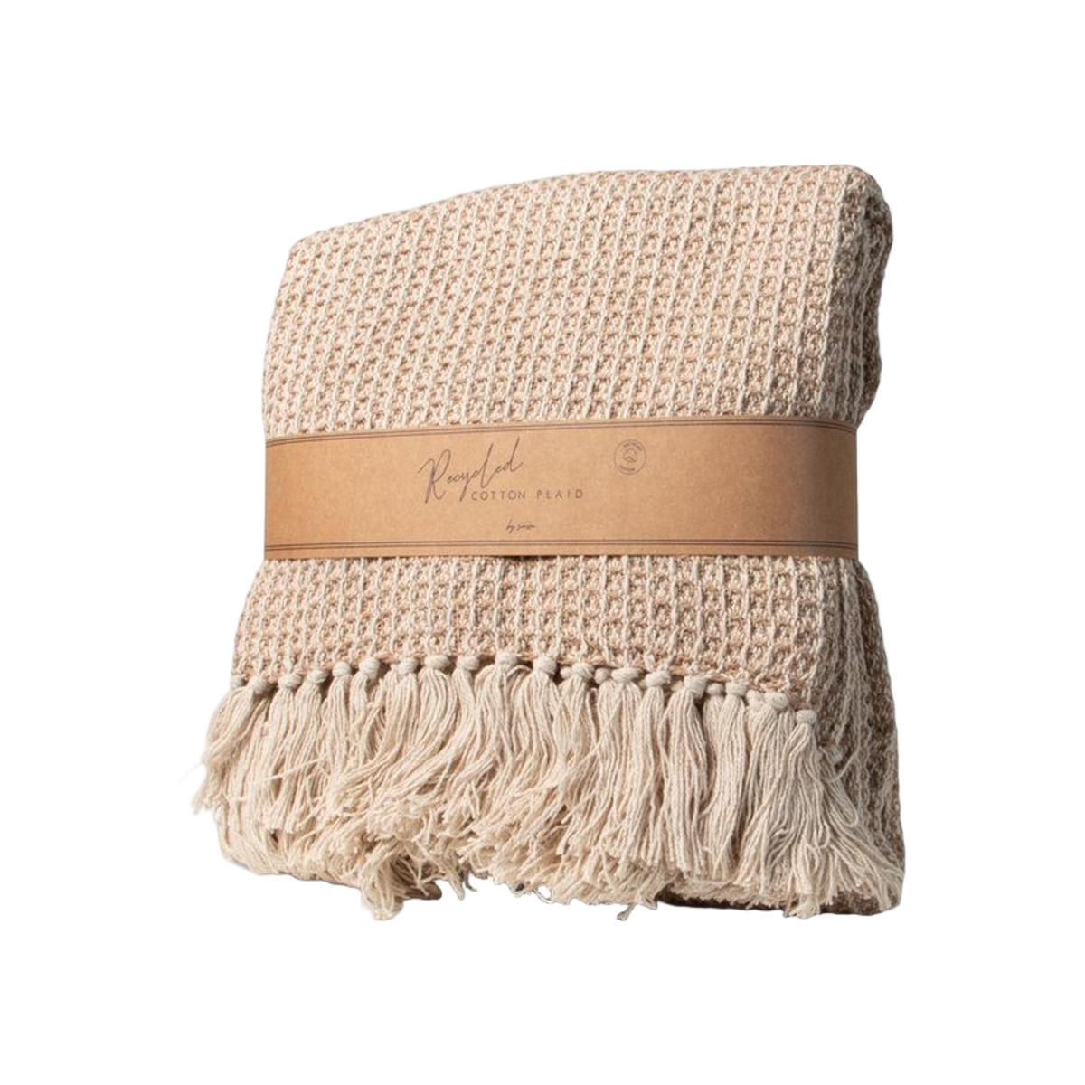 JENS Living Recycled Cotton Plaid Wafel Beige