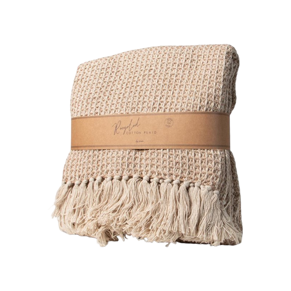 JENS Living Recycled Cotton Plaid Wafel Beige