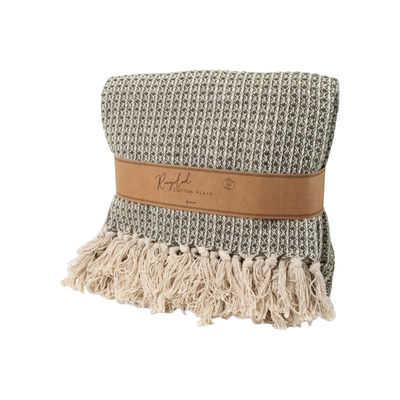JENS Living Recycled Cotton Plaid Wafel Groen