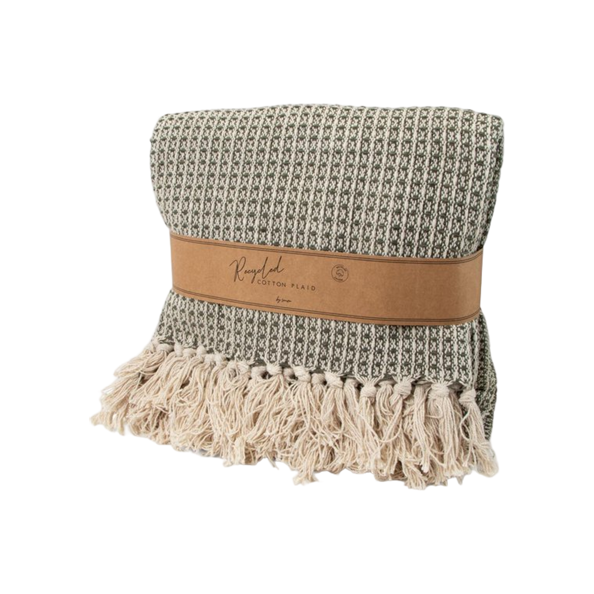 JENS Living Recycled Cotton Plaid Wafel Groen