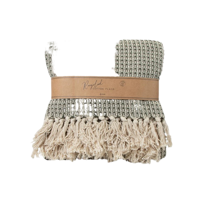 JENS Living Recycled Cotton Plaid Wafel Groen