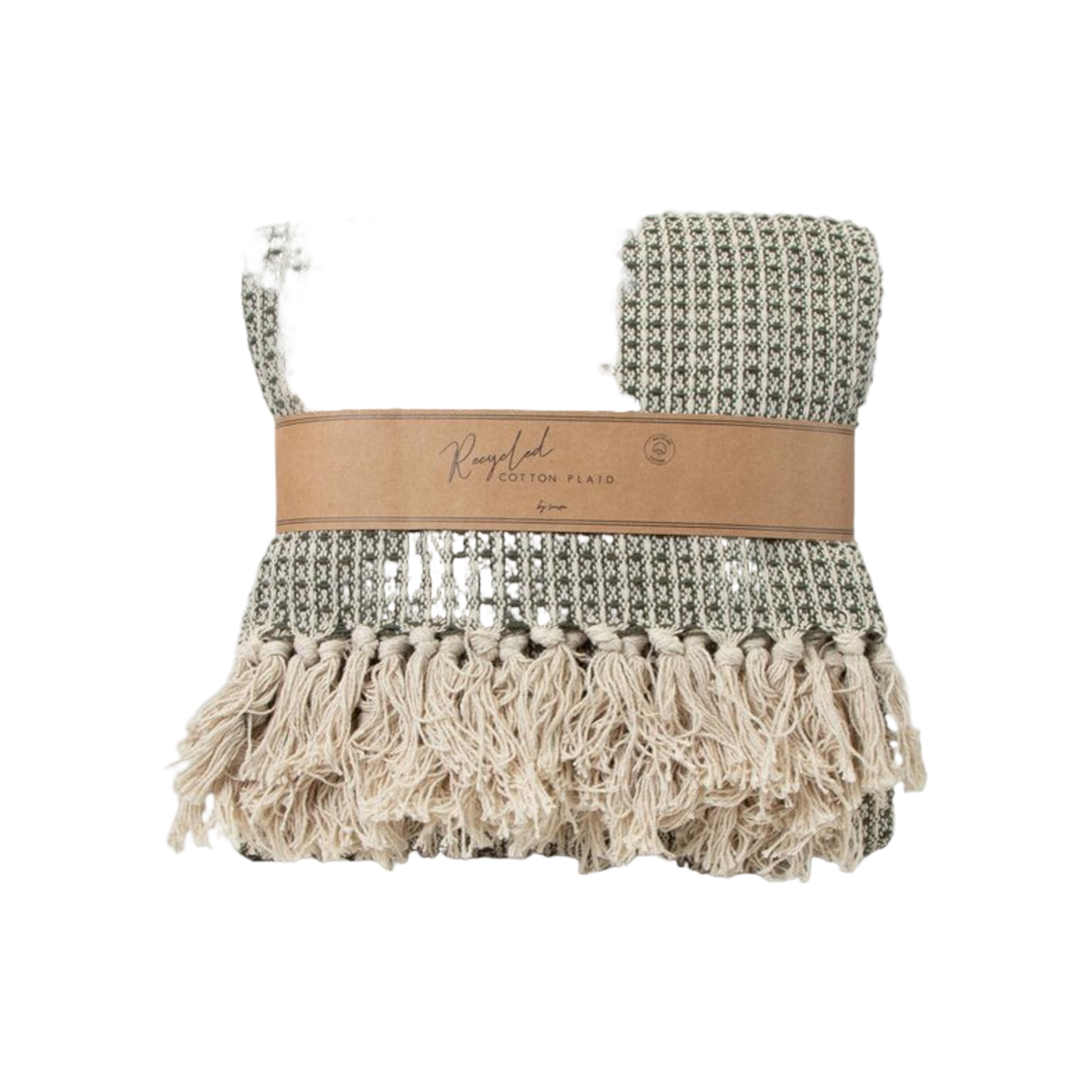JENS Living Recycled Cotton Plaid Wafel Groen