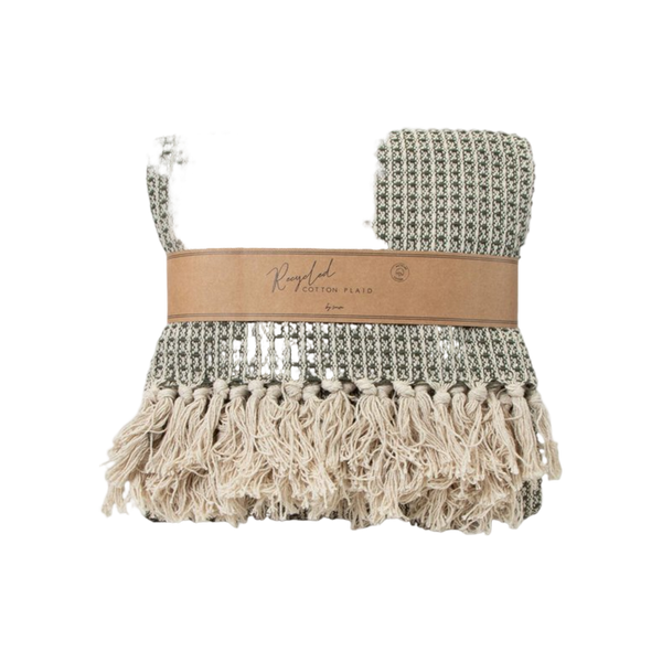 JENS Living Recycled Cotton Plaid Wafel Groen