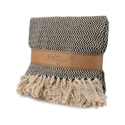JENS Living Recycled Cotton Plaid Visgraat Zwart