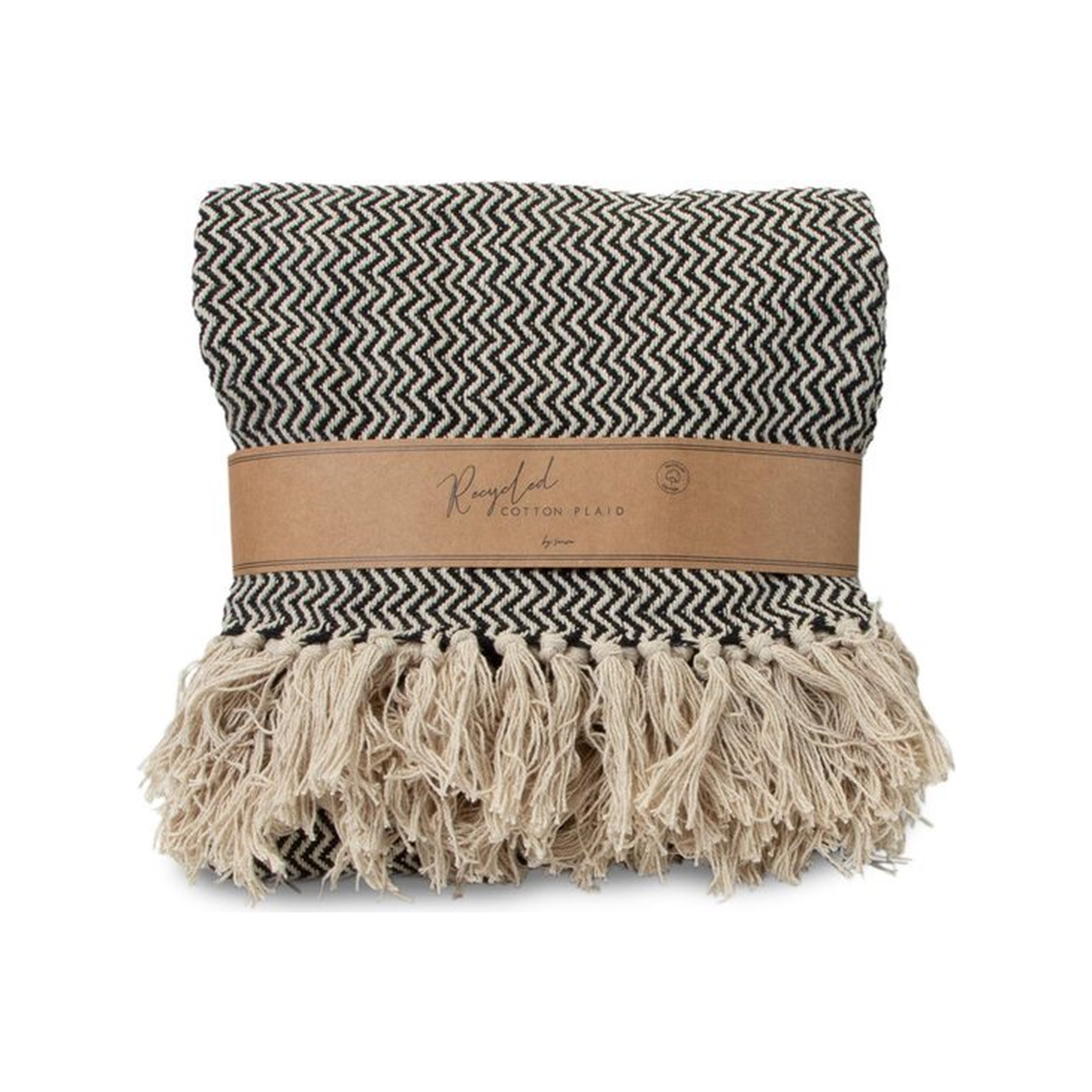 JENS Living Recycled Cotton Plaid Visgraat Zwart