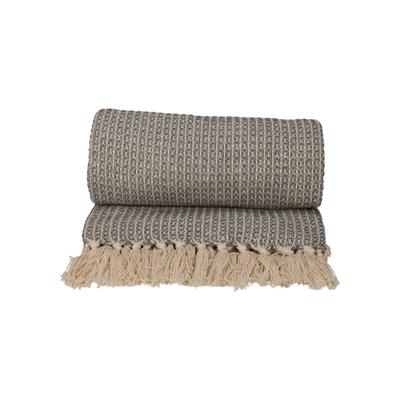 JENS Living Recycled Cotton Plaid Wafel Grijs