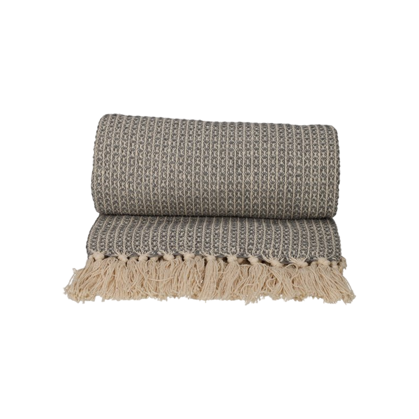 JENS Living Recycled Cotton Plaid Wafel Grijs