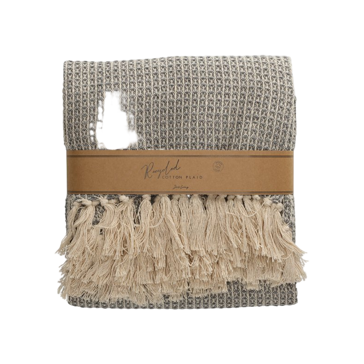 JENS Living Recycled Cotton Plaid Wafel Grijs