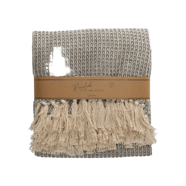 JENS Living Recycled Cotton Plaid Wafel Grijs