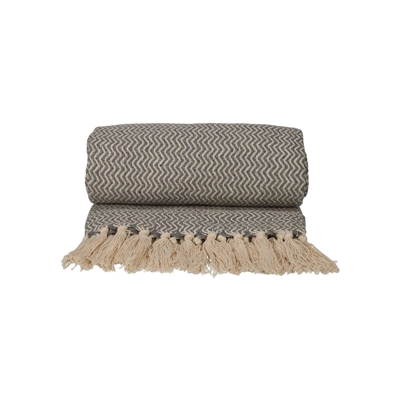 JENS Living Recycled Cotton Plaid Visgraat Grijs