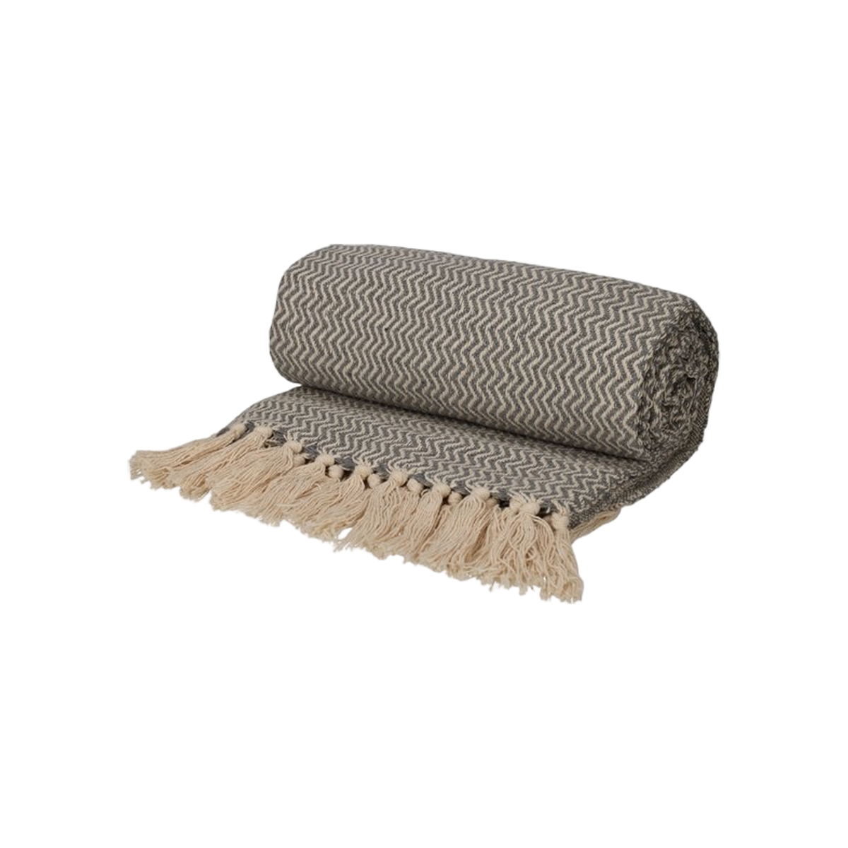 JENS Living Recycled Cotton Plaid Visgraat Grijs
