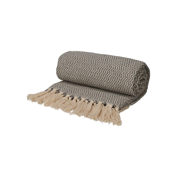JENS Living Recycled Cotton Plaid Visgraat Grijs
