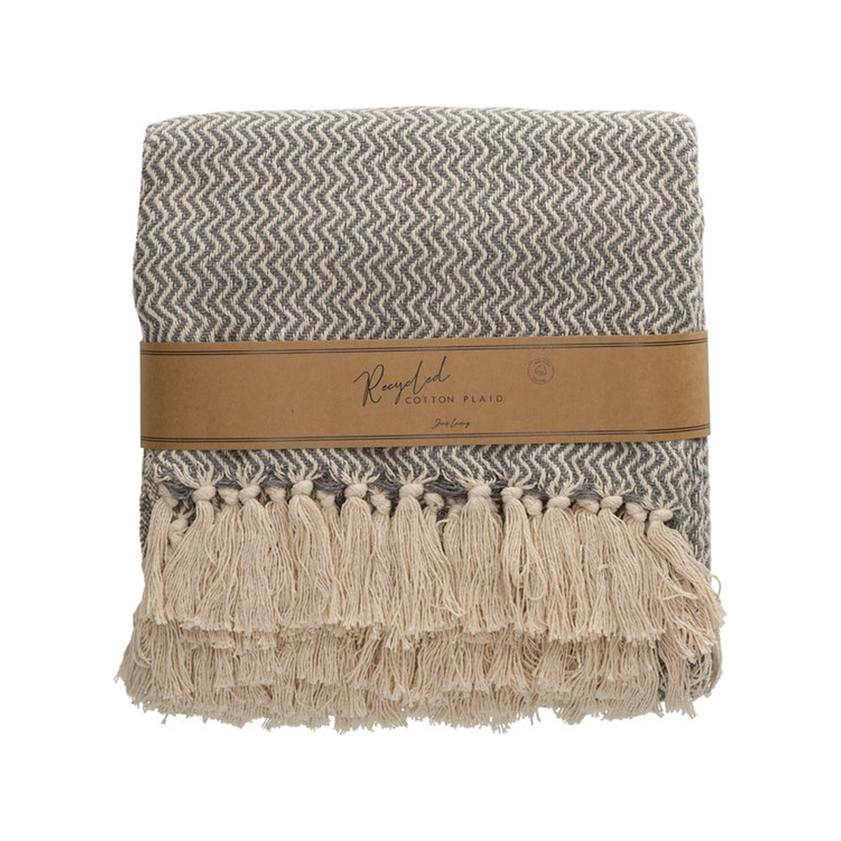 JENS Living Recycled Cotton Plaid Visgraat Grijs
