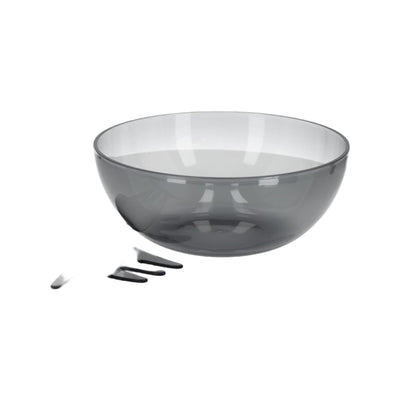 JENS Living Acryl Saladeschaal Met Bestek Smoke