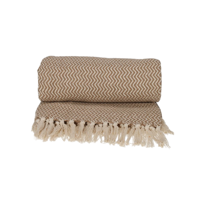 JENS Living Recycled Cotton Plaid Visgraat Beige