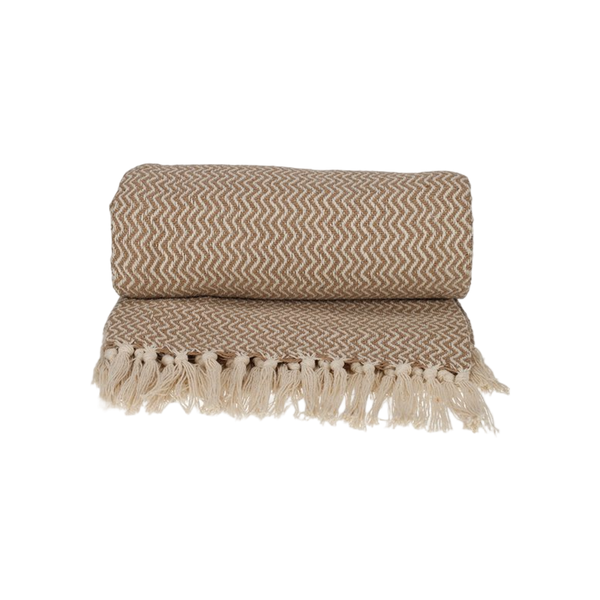 JENS Living Recycled Cotton Plaid Visgraat Beige