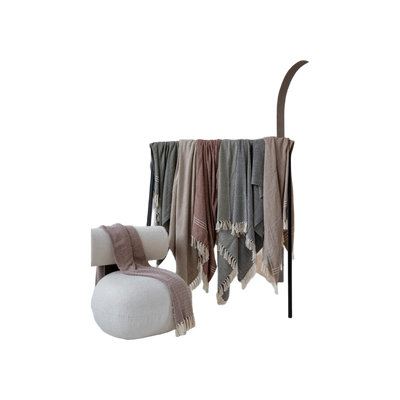 JENS Living Recycled Cotton Plaid Visgraat Beige