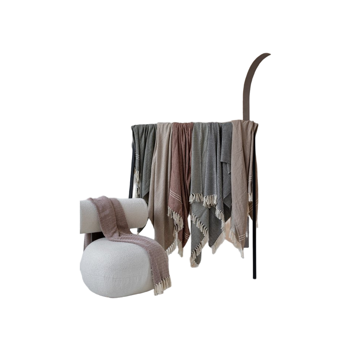 JENS Living Recycled Cotton Plaid Visgraat Beige