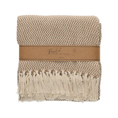 JENS Living Recycled Cotton Plaid Visgraat Beige