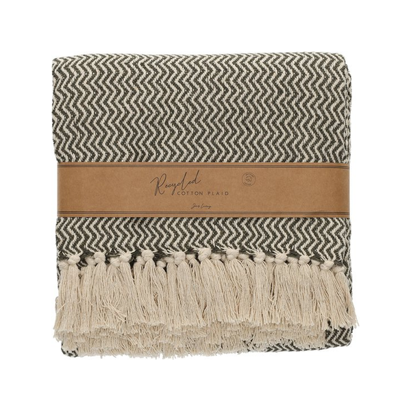 JENS Living Recycled Cotton Plaid Visgraat Groen
