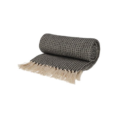 JENS Living Recycled Cotton Plaid Wafel Zwart