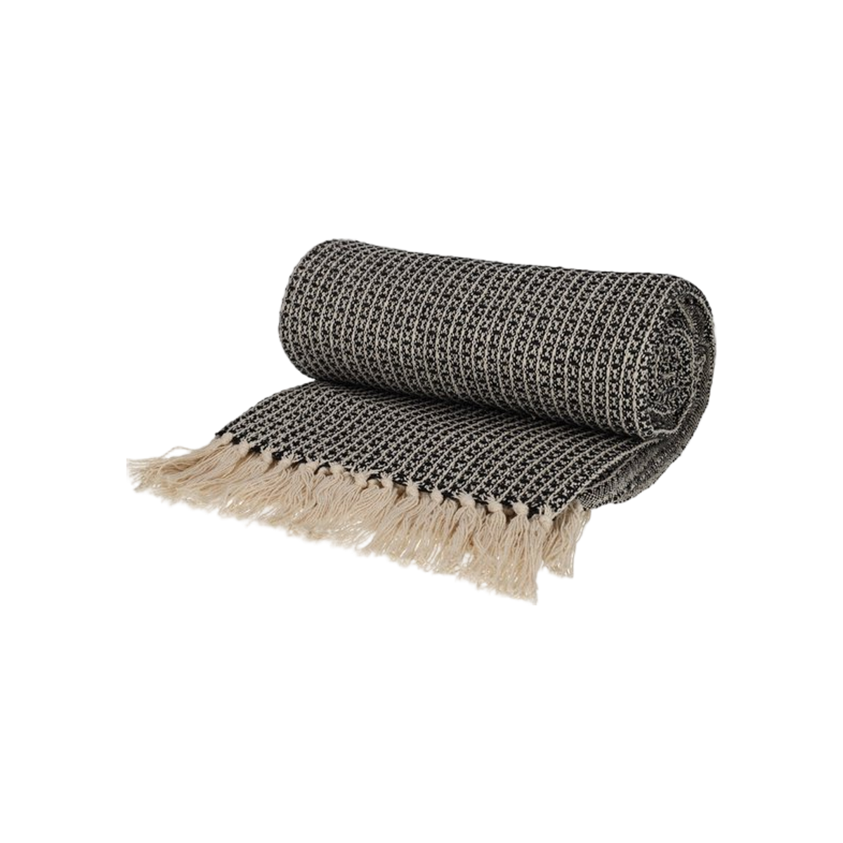 JENS Living Recycled Cotton Plaid Wafel Zwart