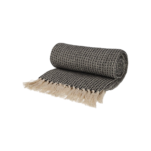 JENS Living Recycled Cotton Plaid Wafel Zwart