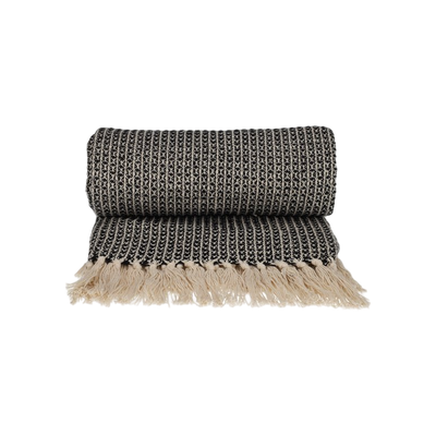 JENS Living Recycled Cotton Plaid Wafel Zwart