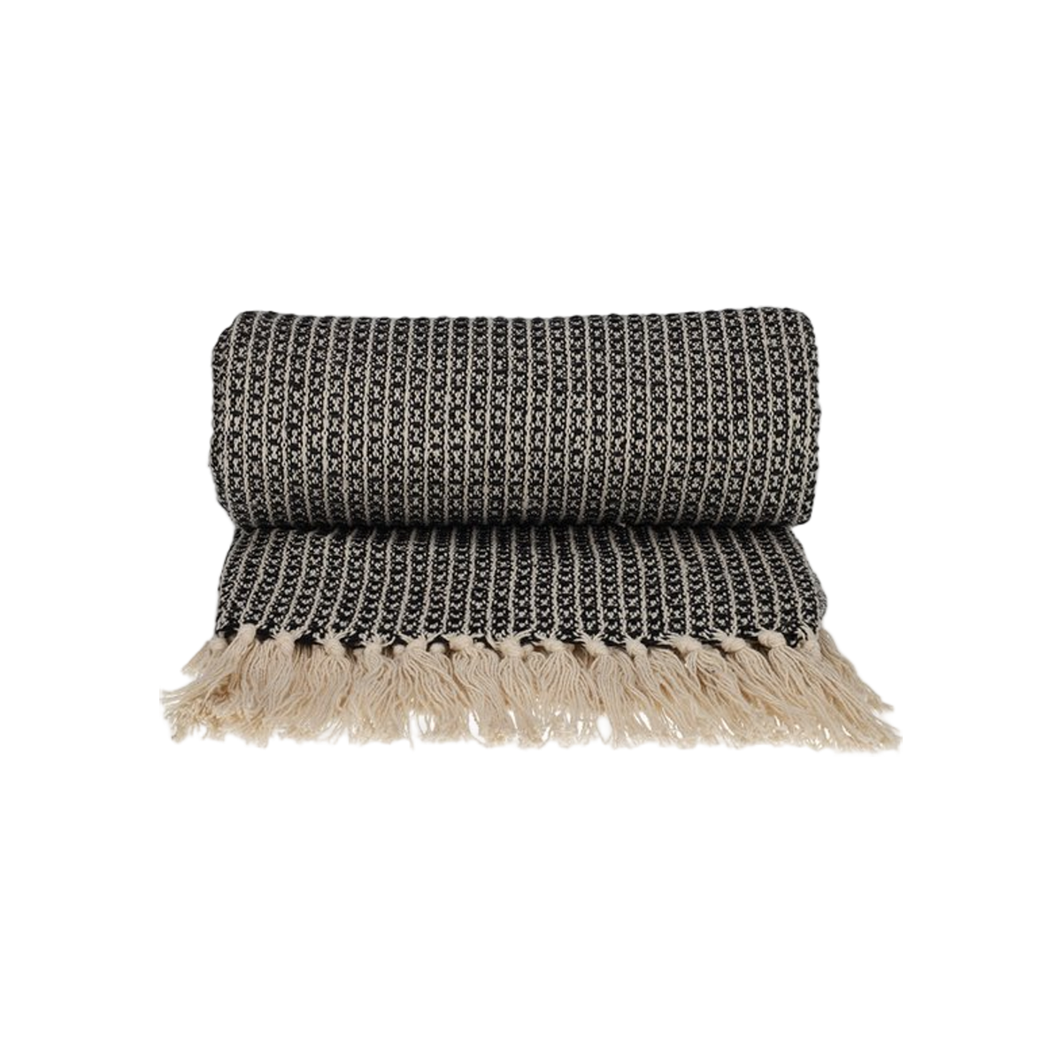 JENS Living Recycled Cotton Plaid Wafel Zwart