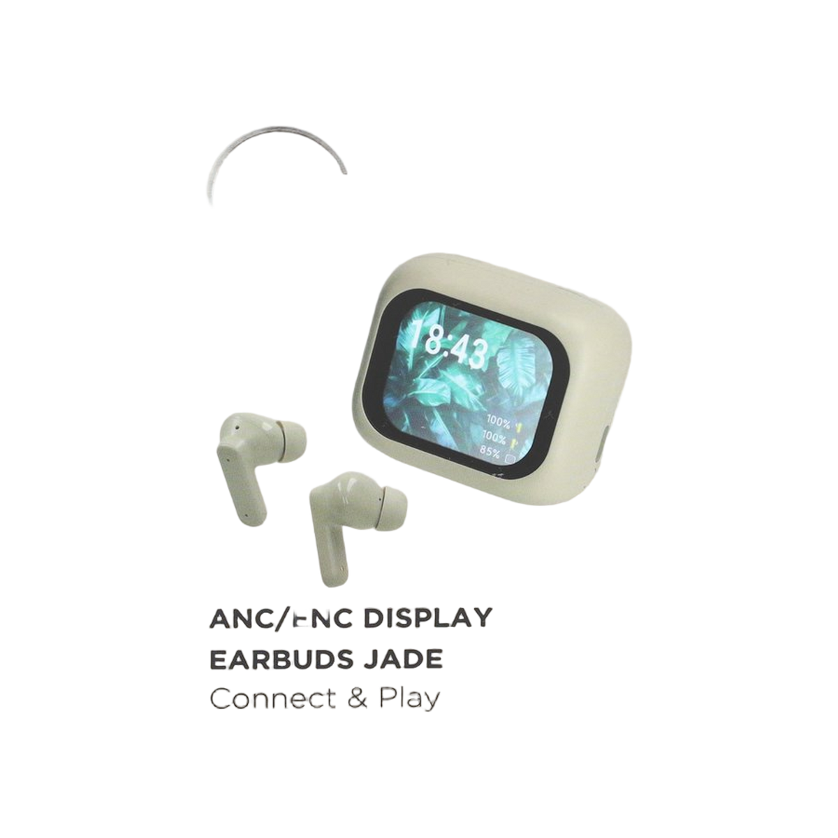 BRAINZ ANC/ENC Display Earbuds Jade Taupe