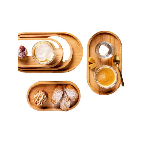 Bowls and Dishes Buchen Holz Ovales Serviertablett M 27x14,5cm