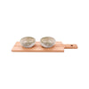 Bowls and Dishes Espuma 2 Groene Schaaltjes 11cm op Houten Plank 46cm