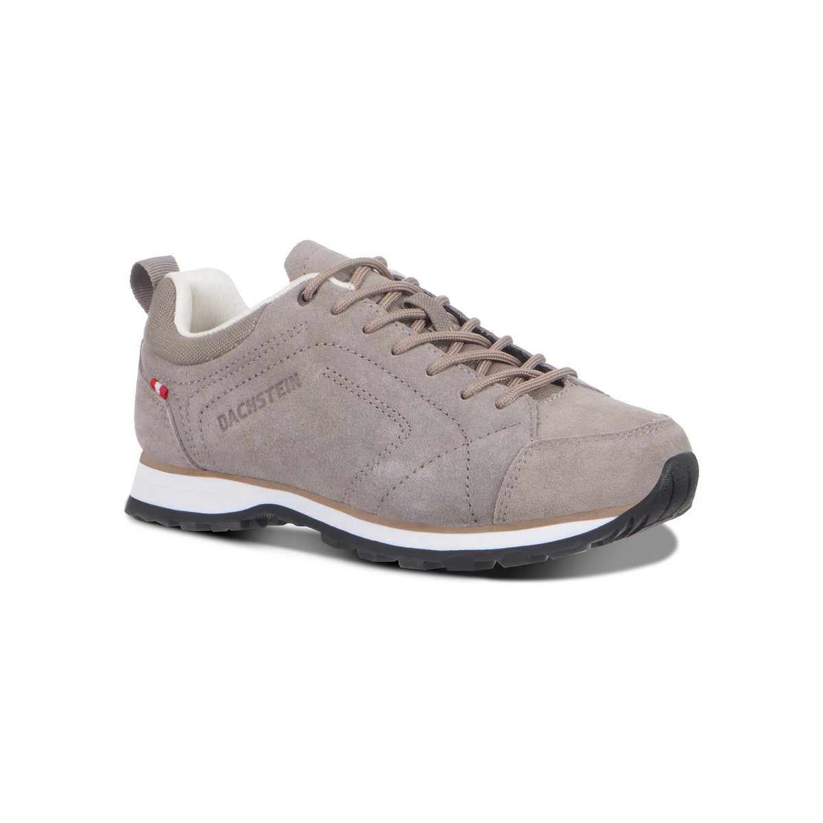 Beige suède dames wandelschoen met veters en witte zool - Garsport outdoor sneaker