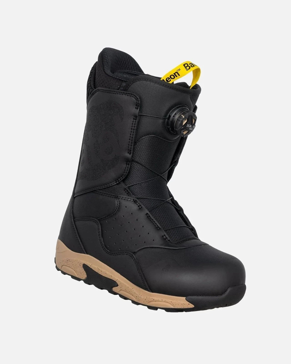 Zwarte snowboardschoenen met Boa draaisluiting en bruine zool - heren wintersporten laarzen