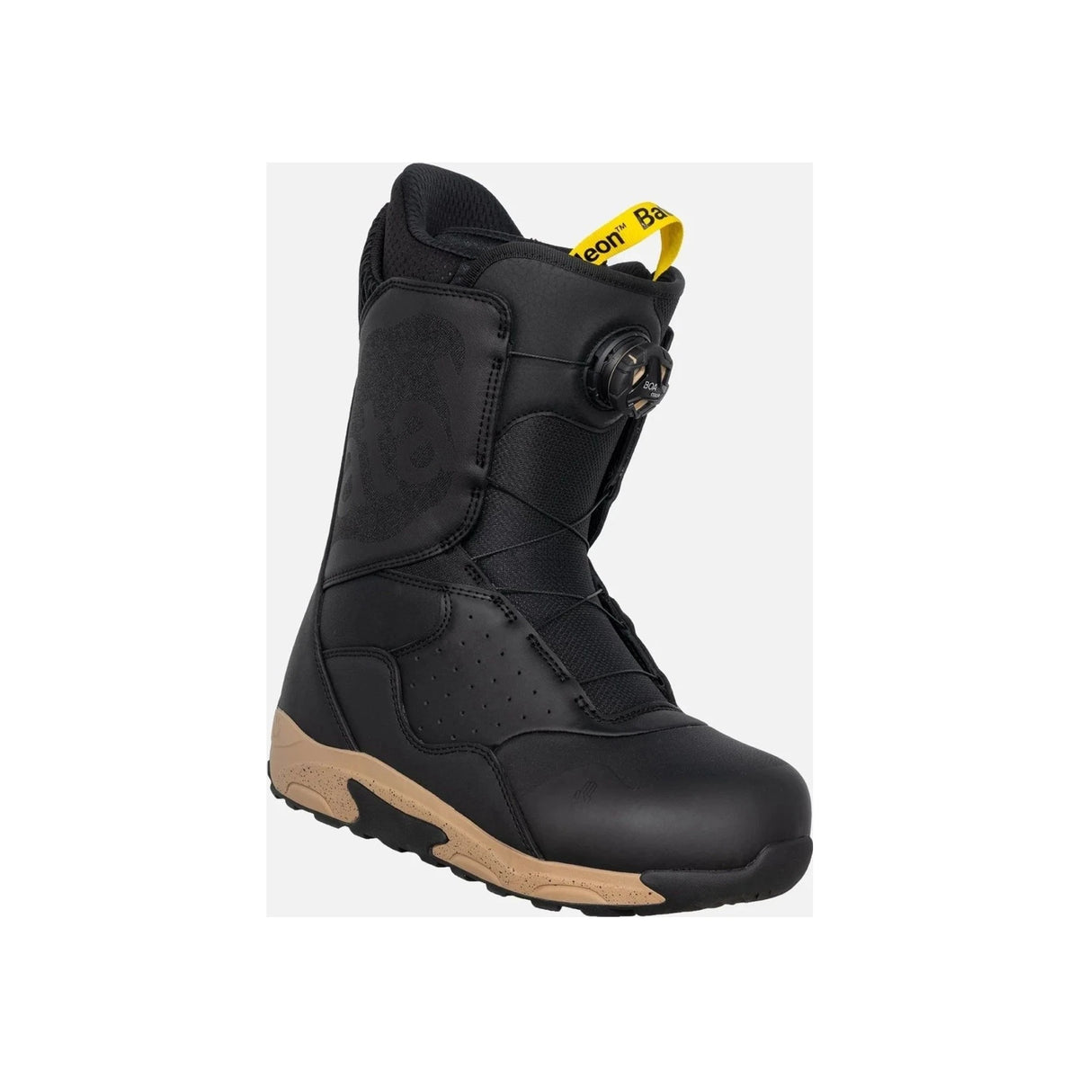 Zwarte snowboardschoenen met Boa draaisluiting en bruine zool - heren wintersporten laarzen