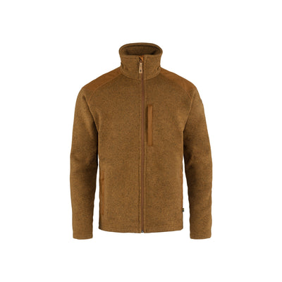 Bruine fleece jas met opstaande kraag en ritssluiting voor heren
