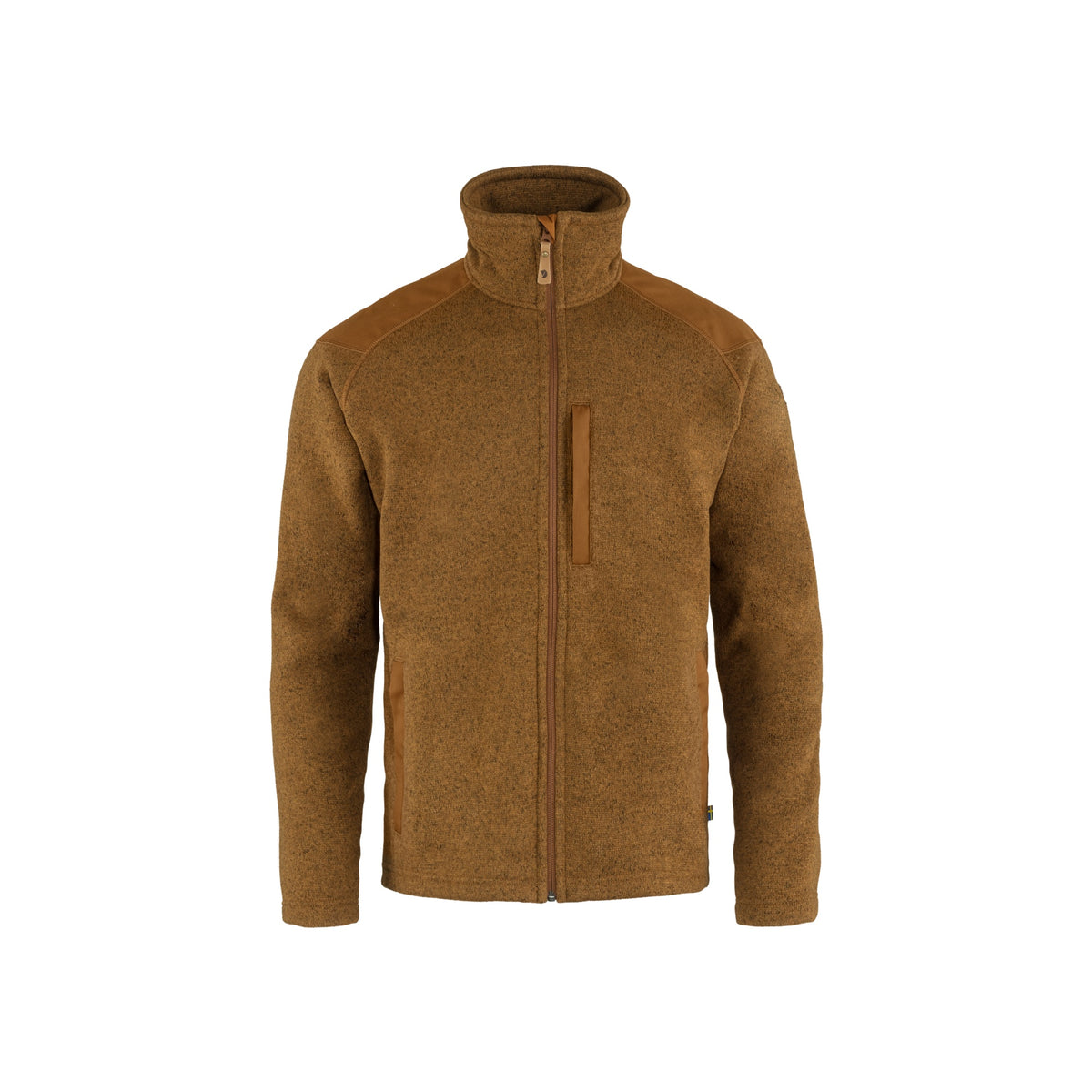 Bruine fleece jas met opstaande kraag en ritssluiting voor heren