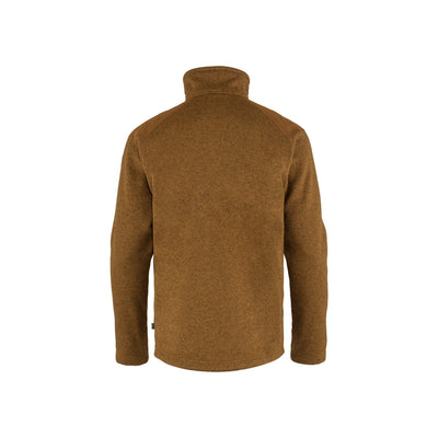 Bruine fleece trui met hoge kraag voor heren, achterkant weergave