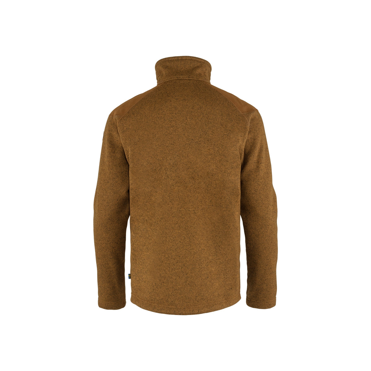 Bruine fleece trui met hoge kraag voor heren, achterkant weergave